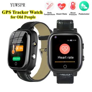Regardez le tracker de personnes âgées Smart Watches Température corporelle ECG PPG Surveillance 4G APPEL VIDÉO WIFI Emplacement de la lampe de poche pour les personnes âgées T5