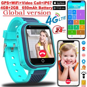 Montres Global 4G enfants montre intelligente pleine touche WIFI GPS mémoire 2G + 4G téléphone montre Fase appel vidéo moniteur à distance pour Xiaomi enfants Smartwach