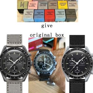 Montres Vente chaude marque originale avec boîte originale montres de lune pour hommes boîtier en plastique montre chronographe explorer la planète AAA horloges masculines