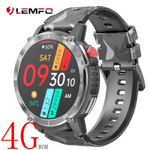 Montres Lemfo 4G ROM Montres intelligentes pour les hommes IP68 IP68 Imperméable 7 jours Assistance Battery Support Connect Headphones C22 Smartwatch 1.6 