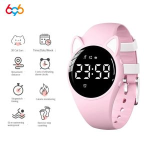 Regarde de nouvelles femmes intelligentes enfants enfants imperméables USB Charging Sport Fitness Band Band Luminal LED Smart Watch Girl Girl Step Alarm Récipient