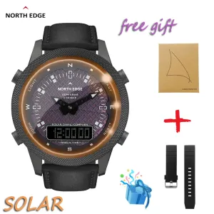Montres North Edge Men Digital Solar Watch Mens Outdoor Sport Watchs Full Metal Imperproof 50m Compass Coundown Stopwatch Smart Watch