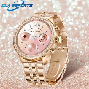 Montres Ola Esporte Women Smart Watch Lady Flash Diamond Smartwatch Trois boutons Appel téléphonique Bluetooth Sport Bracelet Heart Care