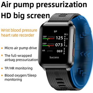 Montres P60 Smartwatch Pompe à air Airbag Véritable Pression artérielle Température d'oxygène Moniteur de fréquence cardiaque Sphygmomanomètre médical Montre intelligente