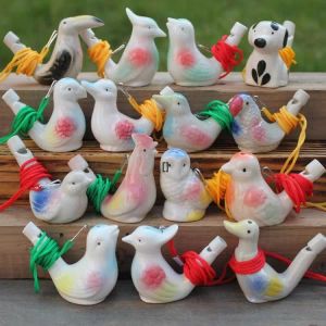 Silbato de pájaro de agua, silbato de pájaro de arcilla de cerámica, regalos de dibujos animados para niños, silbatos de pavo real de Animal Mini, silbato artesanal de cerámica Retro