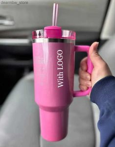 bouteille d'eau hiver rose défilé Starbucks Co marque 40oz exhabite tasses tasses de voyage tasse de voiture tasses en acier tasses tumbrs avec silicone hand vantines day cadeau avec 1 1 0118