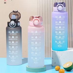 Bouteilles d'eau 1 litre Buse de motivation avec marqueur de temps Sports étanches pour Gym Camping Tour 221130