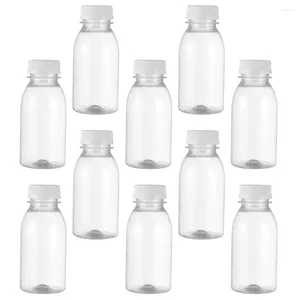 Botellas de agua 10 piezas Botella de leche Envase de plástico Niños Jarra de vidrio Tapa Vial de jugo