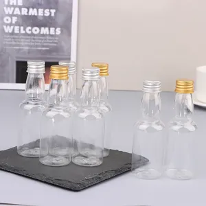 Botellas de agua 10pcsmini 50 ml de plástico viales transparentes Vino pequeño para la fiesta de licor de boda con tapa de tornillo a prueba de fugas