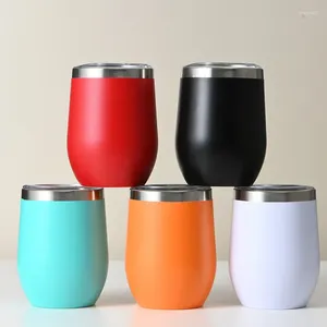 Botellas de agua de 12 oz Huevo de vino de café de acero inoxidable aislados y viajar taza con cáscara recubierta de spray