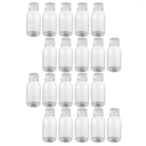 Botellas de agua, 20 uds., contenedor de botella de plástico vacío, tapa reutilizable, jugo, té de la leche, mascota, viaje transparente, hogar al aire libre