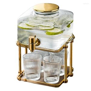 Bouteilles d'eau 304 robinet en acier inoxydable 2.8LCreative verre jus seau lumière luxe bouilloire froide maison salon simple réservoir de boisson ensemble