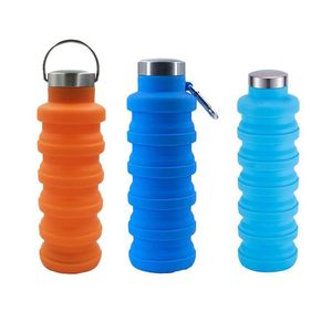 Water Bottles 500Ml Portable Bottle Sile Folding Cup Outdoor Carabiner Cam Drink Cups Drop Delivery Home Garden Kitchen Dinin Dhgarden Dh7Pl