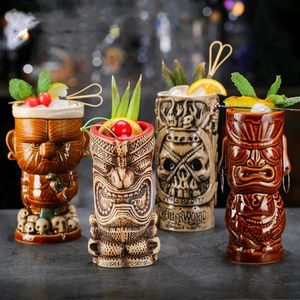 Bouteilles d'eau 60 types en céramique Hawaii Tiki tasses créatives verres à cocktail verre à bière Martini vin drôle tasse cadeau pour hommes 231212