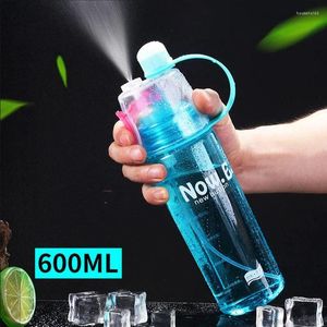 Bouteilles d'eau 600ML bouteille avec paille boisson vaporisateur tasse cyclisme randonnée Sports de plein air sans BPA Portable en plastique Drinkware
