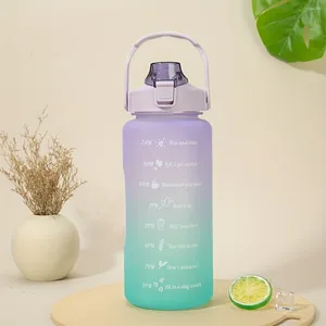 Bouteilles d'eau 64 oz avec marqueur de bouteille de motivation de paille