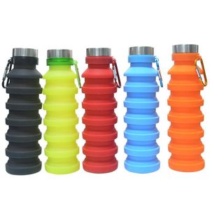 Botellas de agua Jaulas Botella de silicona plegada MTB Bicicleta Taza Hervidor Acampar al aire libre A prueba de fugas Plegable Tour Gel Niños Retráctil Plegable 55