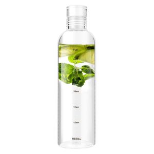 Bouteilles d'eau verre transparent avec marqueur temporel manche non glissée et couvercle réutilisable à boire Kettle adapté aux boissons jus de sodas comme goutte dhbvg