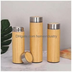 Bouteilles d'eau Nécessités quotidiennes Coquille de bambou Tasse d'insation Doublure intérieure Céramique Violet Sable En acier inoxydable Joint sous vide Drop Livraison DH53R