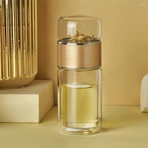 Botellas de agua de doble pared de vidrio de alta capa de borosilicato que hacen la separación de té linda y jarras de taza