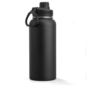 Bouteilles d'eau Bouteille d'eau isolée 1000 ml 32 oz bouteille de sport à double paroi en acier inoxydable à large bouche avec couvercle à bec étanche 220830