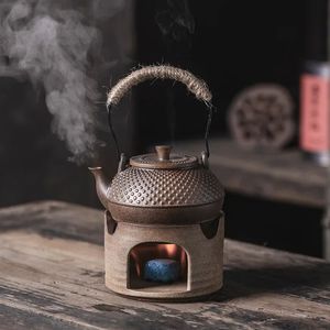 Botellas de agua Tetera de cerámica retro japonesa con estufa de carbón, tetera para preparar té, tetera de Kung Fu individual, dispositivo para hacer 231214