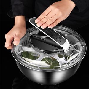 Bouteilles d'eau Déshydrateur de salade de grande capacité Spinner multifonctionnel en acier inoxydable Légumes Fruits Sèche-linge Machine de séchage 231204