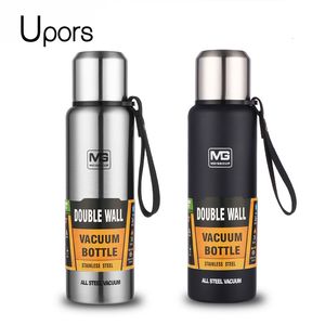 Water Bottles UPORS Large Capacity Stainless Steel Thermos Portable Vacuum Flask Insulated Tumbler with Rope Thermo Bottle 50070010001500ml 221119