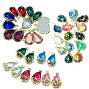 Pendentif en cristal en forme de goutte d'eau connecteurs de couleur or 18 carats pendentifs bijoux accessoires pour collier boucle d'oreille bracelet fabrication de bijoux