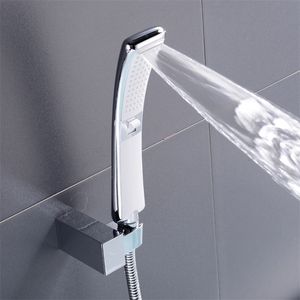 Cascade 2 fonctions pomme de douche à main haute pression pluie douche pulvérisateur ensemble économie d'eau nickel brossé noir Design 220525