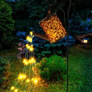 Arrosoir lumière accrocher cascade fer bouilloire lampe lampe de nuit étoile LED chaîne lumières fée rétro décor jardin cour pelouse Illumina 240229