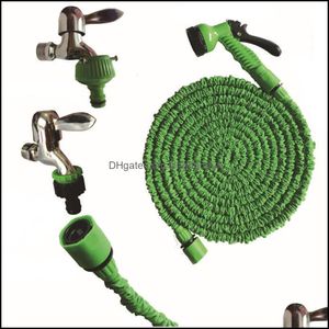 Équipements d'arrosage Plastique Vert Bleu Allonger 150Ft Graden Ensemble de tuyau d'eau rétractable Lavage de voiture Développer Mtifunction Spray Dh07555 Dhzmk