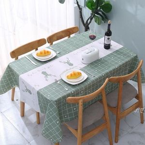 Mantel impermeable y a prueba de aceite con patrón de mesa de soporte a cuadros simple 137 * 90 cm Muebles para el hogar sin lavado de PVC LLE11823