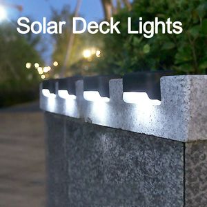 Impermeable LED Solar Garden Lights Step Lamps Powered Fence Post Lamp para Outdoor Pathway Yard Patio Escaleras iluminación y vallas crestech168