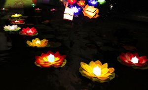 Lampe à bougie lotus en soie imperméable prier souhaitant de l'eau flottante souhaitant des lanternes pour la fête de mariage d'anniversaire lumières décoratives de la Saint-Valentin