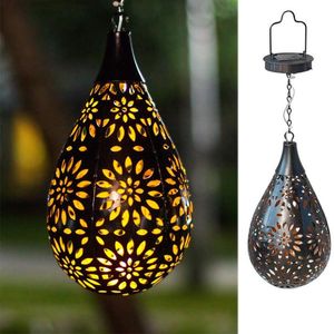 Lampe de jardin solaire étanche LED lanterne suspendue lampe extérieure forme Olive capteur sensible contrôle alimenté lampes suspendues
