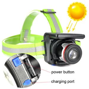 Phare solaire étanche 5W 350lm LED XPE lampe frontale sport de plein air lampe de poche zoomable avec ceinture de tête PANNEAU SOLAIRE + chargeur mural