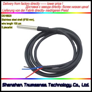 Waterproof Temperature Sensor DS18B20 Stainless Steel Housing 6*50mm 100cm Wire 5 Pieces Per Lot Your Special Needs is OK