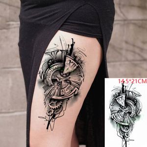 Autocollant de tatouage temporaire étanche engrenage d'horloge romaine cassé grande taille Art corporel Flash Tatoo faux autocollants de tatouage pour fille hommes femmes