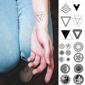 Tatuaje temporal a prueba de agua pegatina triángulo geométrico Flash tatuaje líneas simples mano muñeca tatuaje falso para arte corporal mujeres hombres