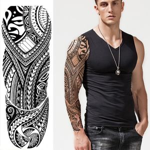 Tatuaje temporal a prueba de agua pegatina máscara tótem flecha geométrica brazo completo manga tatuaje falso Flash tatuajes para hombres y mujeres