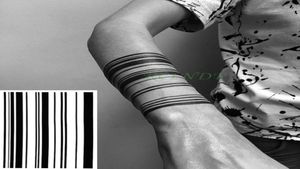 Autocollant de tatouage temporaire imperméable bande de code à barres ligne de strie faux tatouage flash tatoo jambe ventre bras tatouage pour hommes femmes8764447