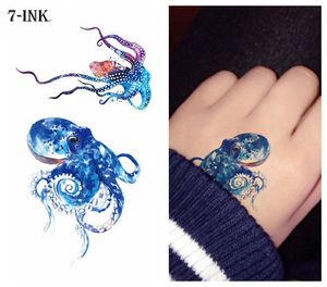 Tatouages temporaires imperméables autocollant couleur Sea Octopus tatouage Eau Transfert faux tatto flash tatto 10.5 * 6 cm pour enfant homme femme