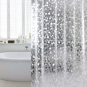 Rideau de douche Transparent imperméable pour salle de bain, en plastique PVC 3D Transparent, pour salle de bain, écran avec crochets