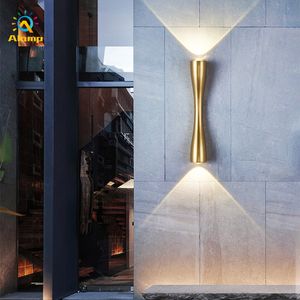 Lámparas de pared a prueba de agua, candelabro de exterior de aluminio dorado de 6W, lámpara LED moderna para iluminación exterior del porche del hogar