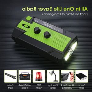 Freeshipping Météo Radio Urgence Solaire Manivelle Auto-alimenté 3AAA Batterie Lampe De Poche IPX3 Étanche 4000mAh Banque De Puissance Ijwlr