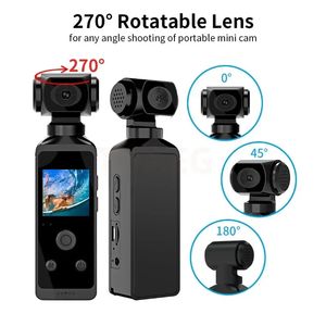 Caméras résistantes aux intempéries 4K HD Mini caméra de sport Wifi caméra d'action de poche rotative à 270 ° avec étui étanche pour casque enregistreur de conducteur de vélo de voyage 231025