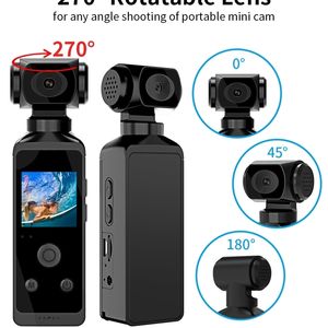 Caméras résistantes aux intempéries Caméra d'action de poche 4K HD 270 Mini sport Wifi rotatif avec étui étanche pour casque enregistreur de pilote de vélo de voyage y230825
