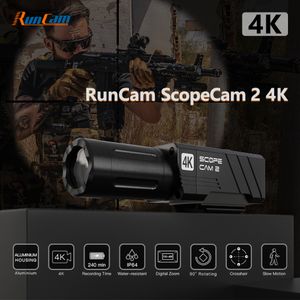 Weatherproof Cameras RunCam Scope Cam 2 4K Airsoft Camera Digital Zoom Customized Crosshairs IP64 WaterProof Paintball APP 1400mAh 128G Scopecam 230825