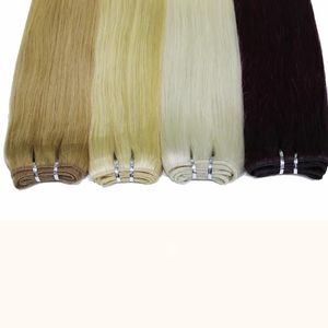 Tissage de cheveux humains brésiliens lisses # 1B, trame de cheveux noirs # 10 # 8 brun # 27 # 613 blond # 99j bordeaux 100 g/lot, cheveux doux et bon marché